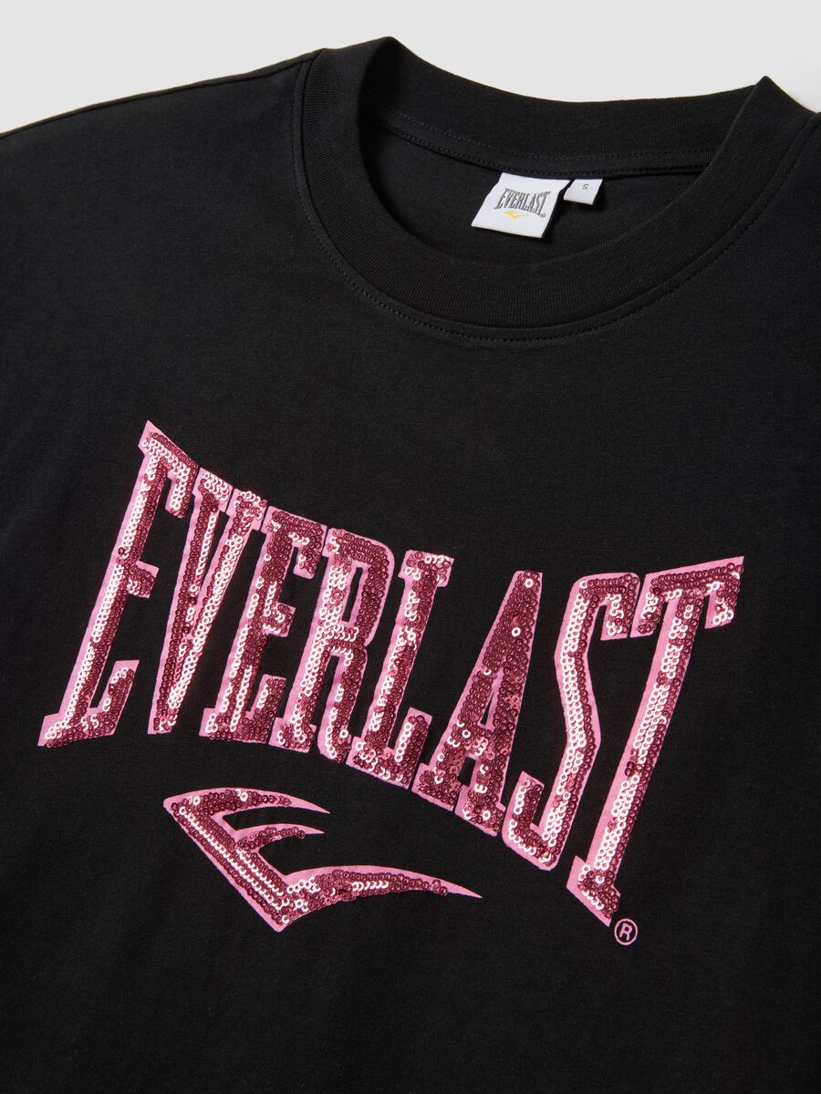 Black pure cotton T-shirt with front print, regular fit_1