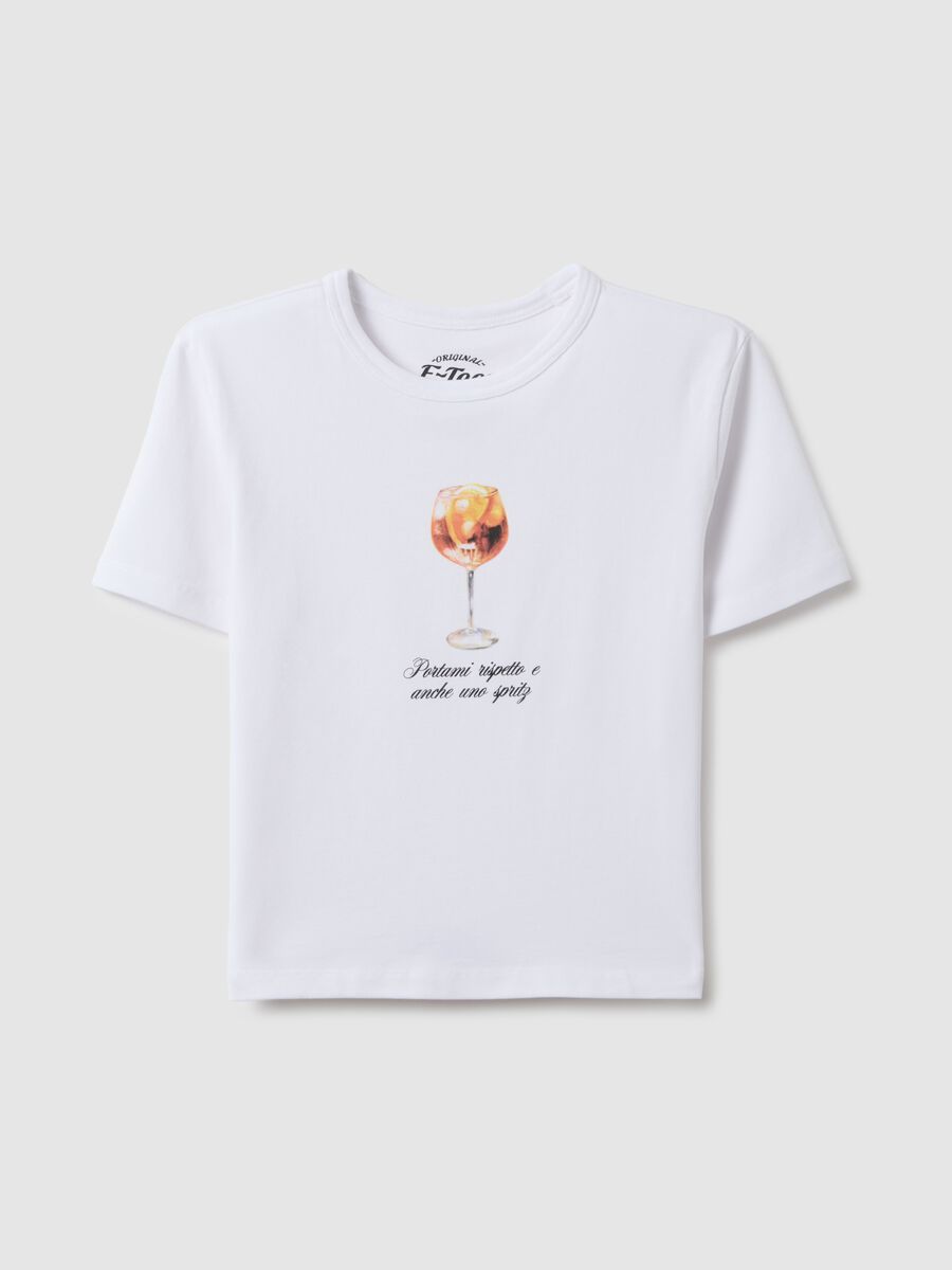 Regular fit white pure cotton T-shirt with spritz print_4