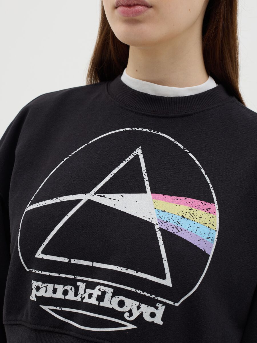 Black cropped sweatshirt with Pink Floyd print_2