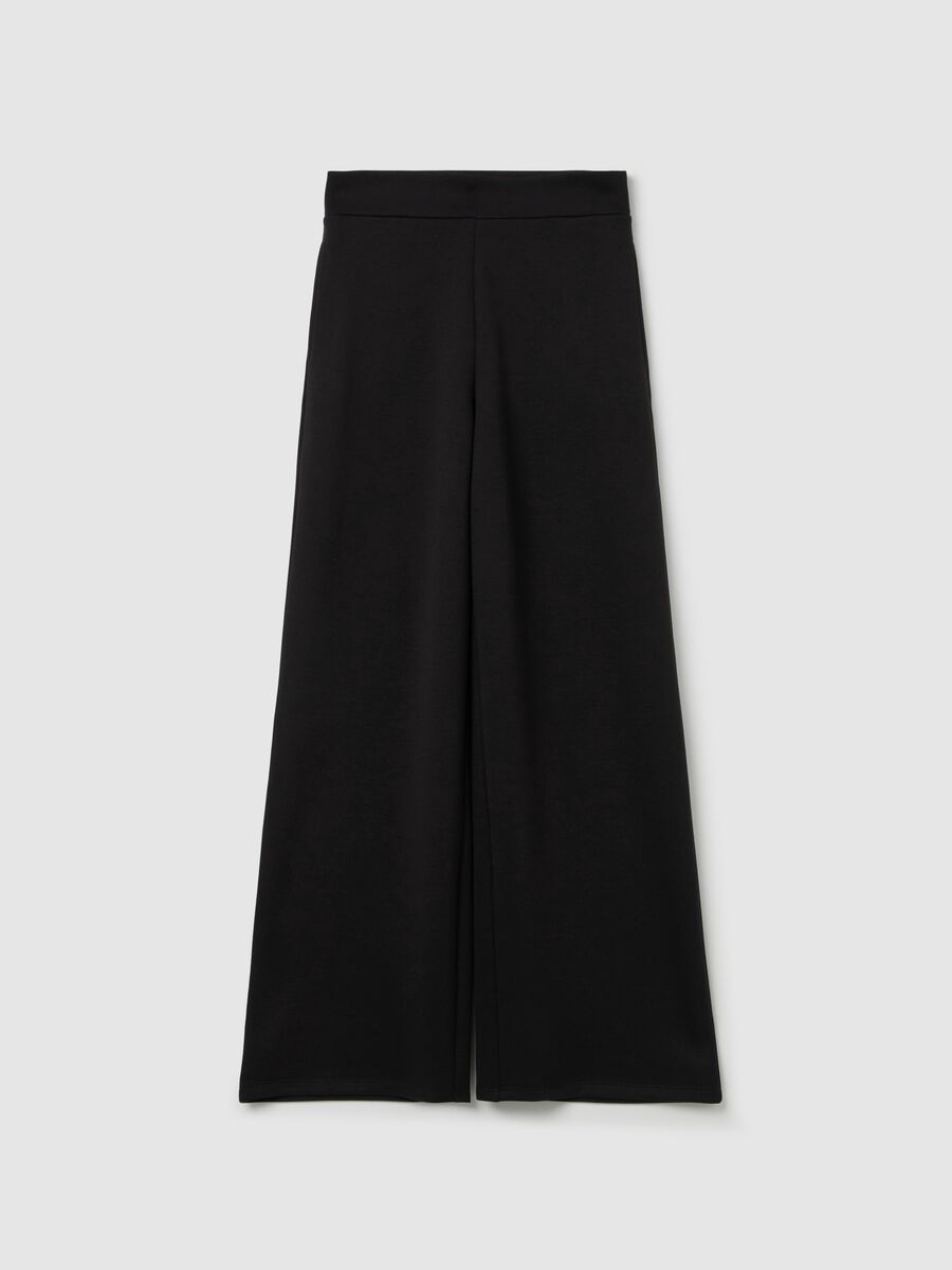 Solid colour wide-leg trousers_4