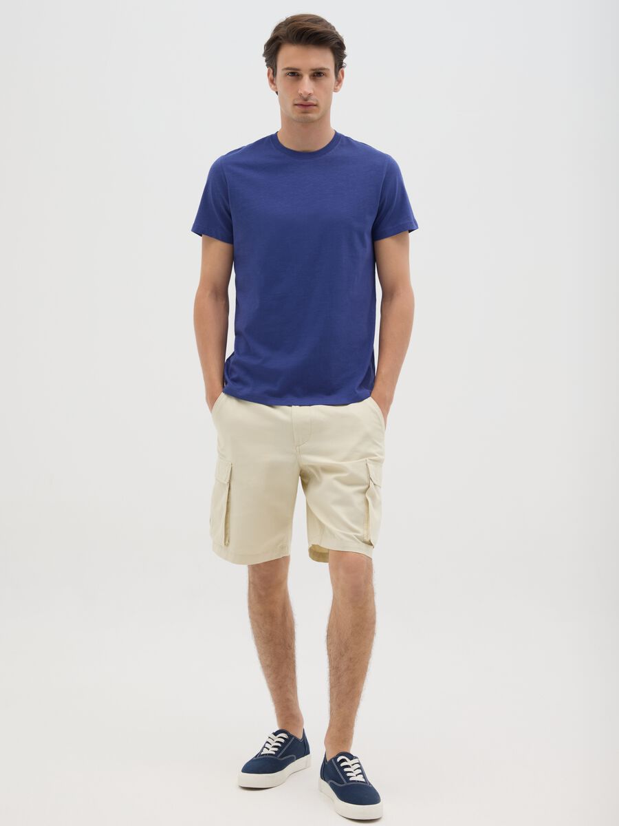 Men's Bermuda Shorts in Pure Cotton Beige Regular Fit_0