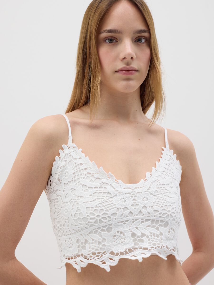 White lace top in pure cotton_0