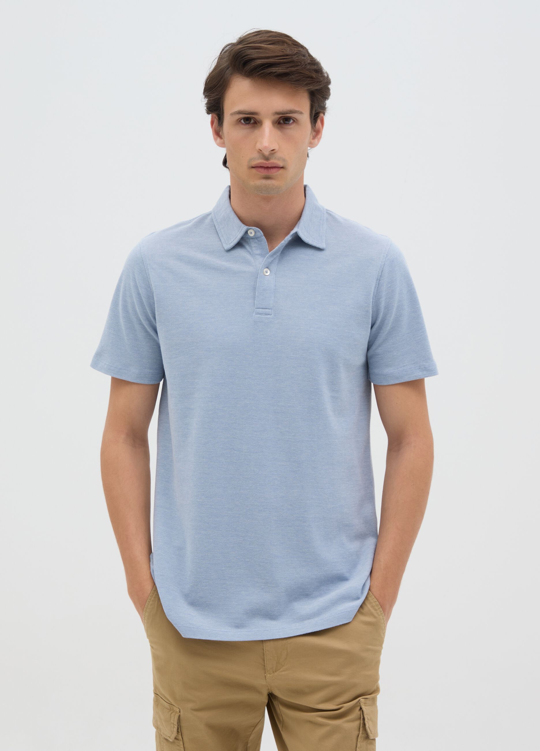 Men's Regular Fit Sky Blue Pure Cotton Polo Shirt