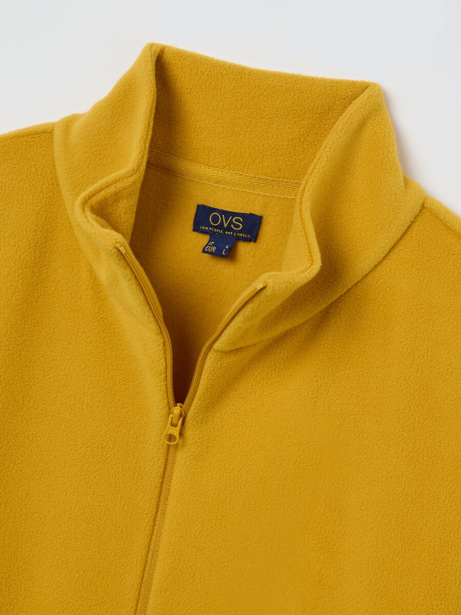 Felpa gialla in pile con half zip_1