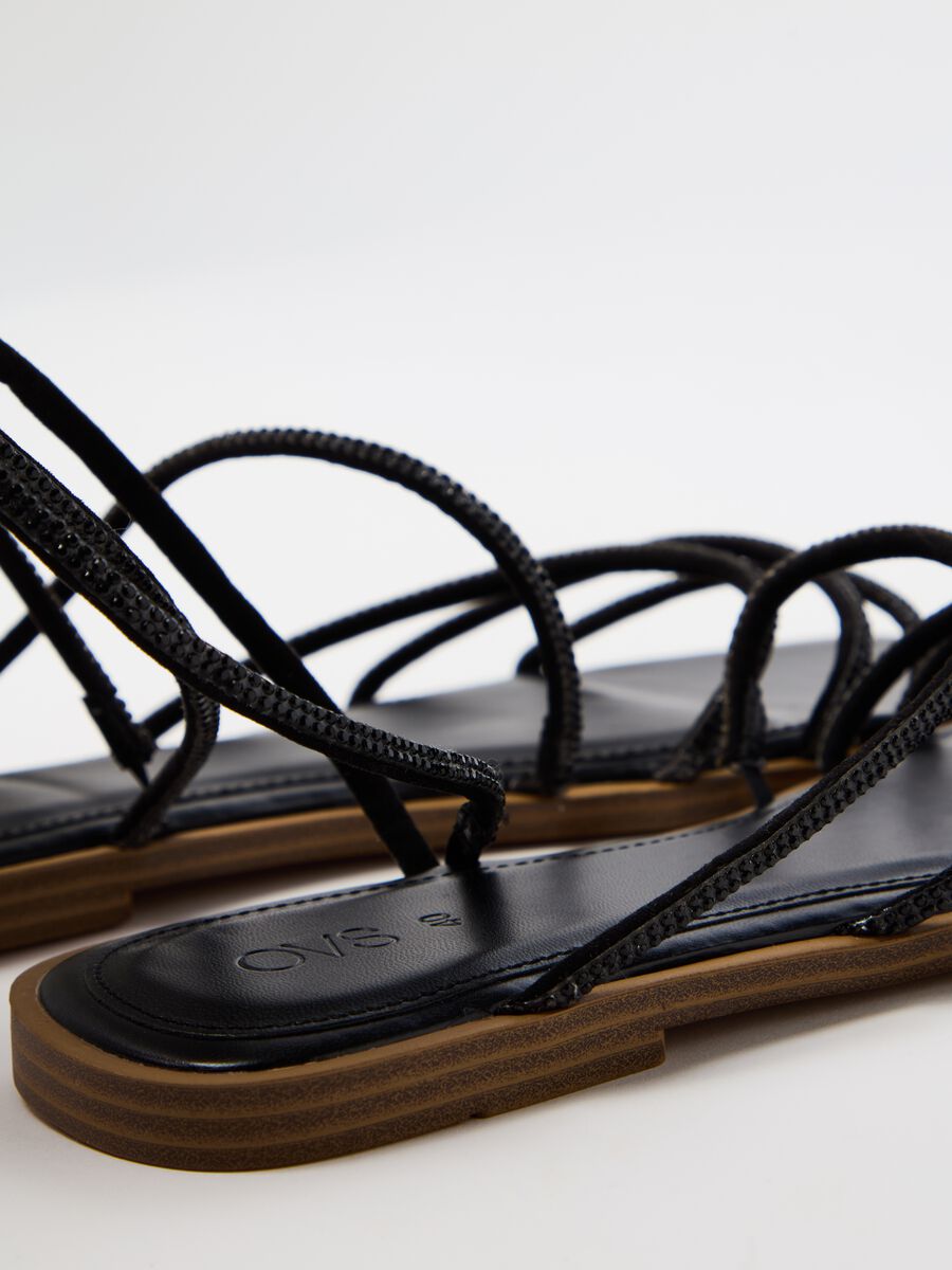 Flat sandals with diamanté straps_1