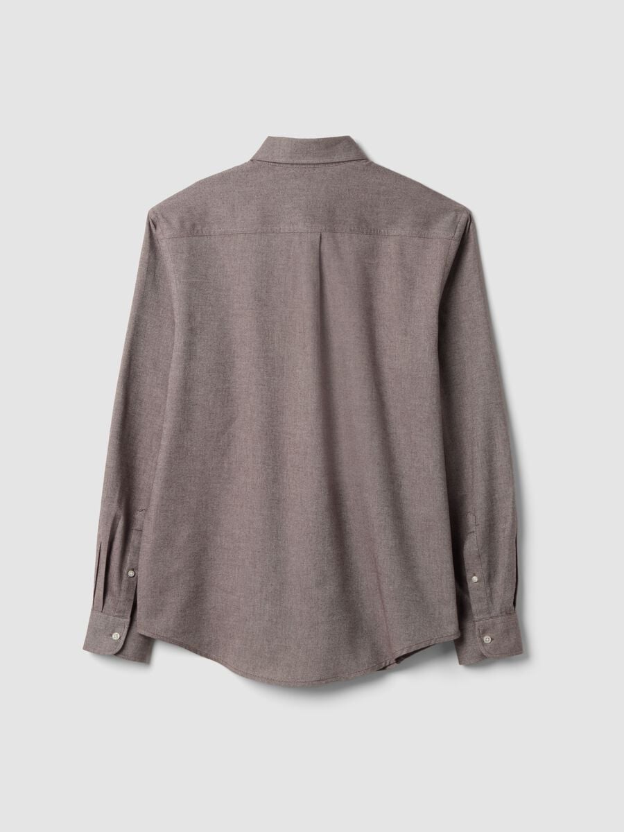 Camicia flanella grigio tortora in puro cotone button-down regular fit_2