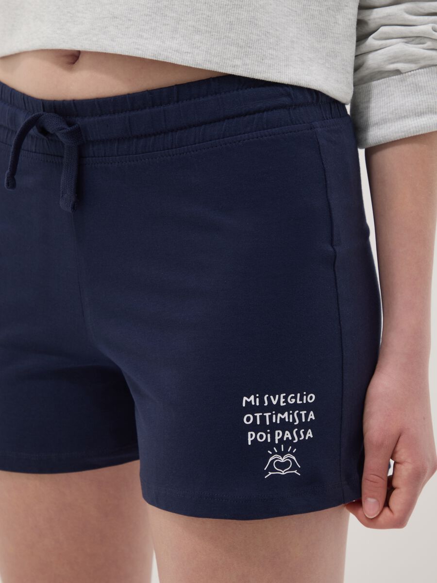 Girls&rsquo; blue pure cotton shorts with elasticated waistband_2