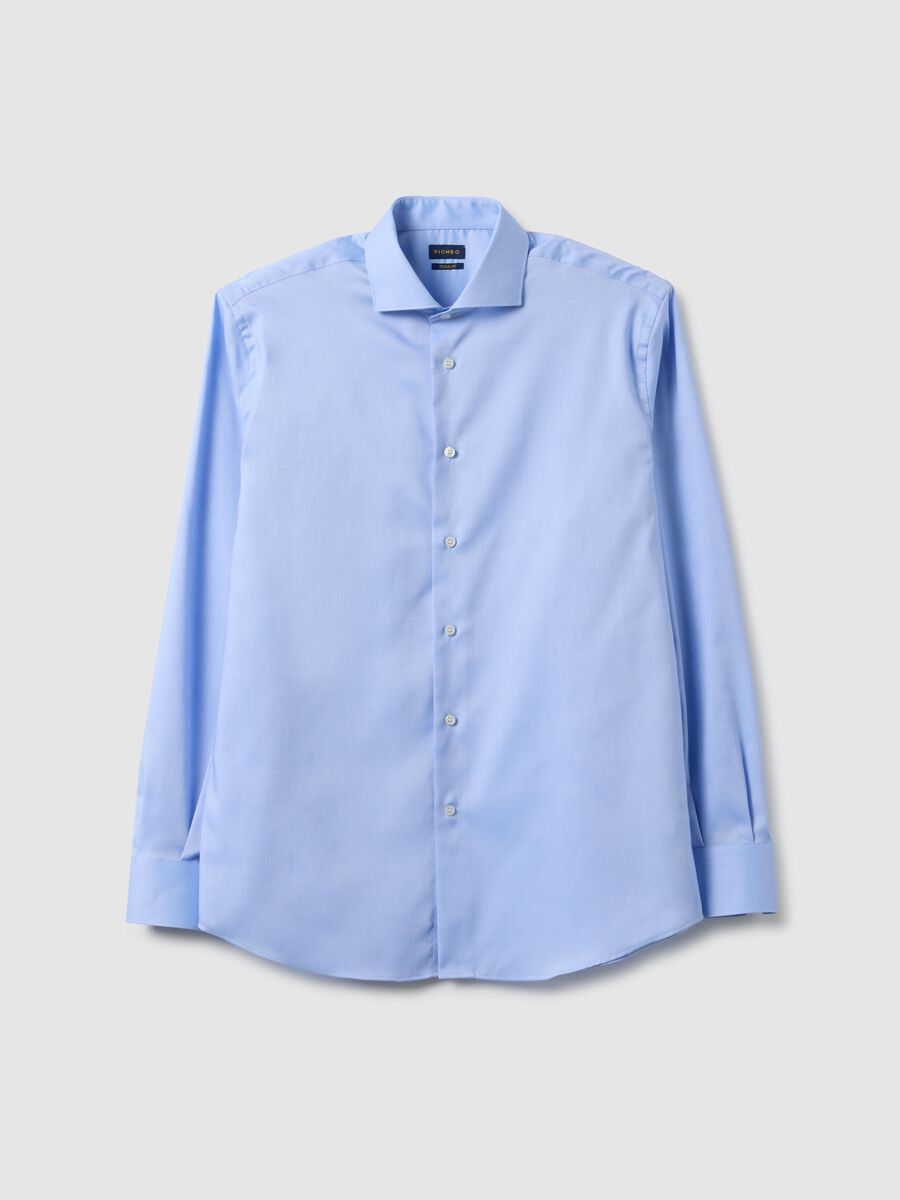 Blue pure cotton regular fit shirt_4