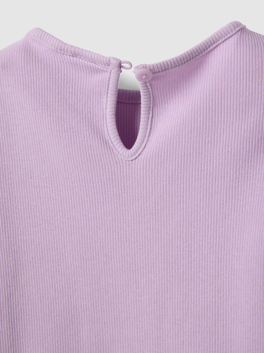 Girls' Stretch Cotton Purple T-shirt with Designs_3