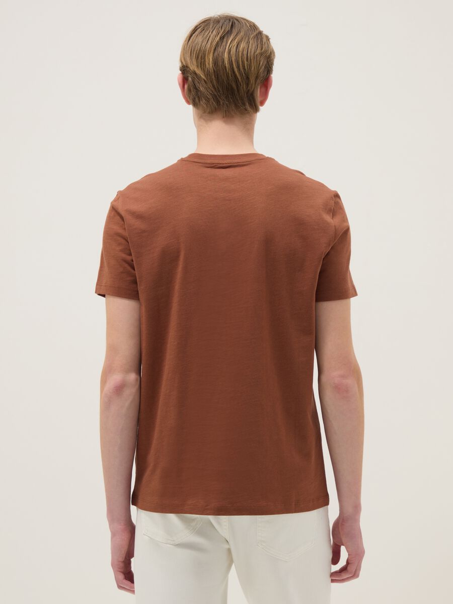 Brown short-sleeve pure cotton regular fit T-shirt_2