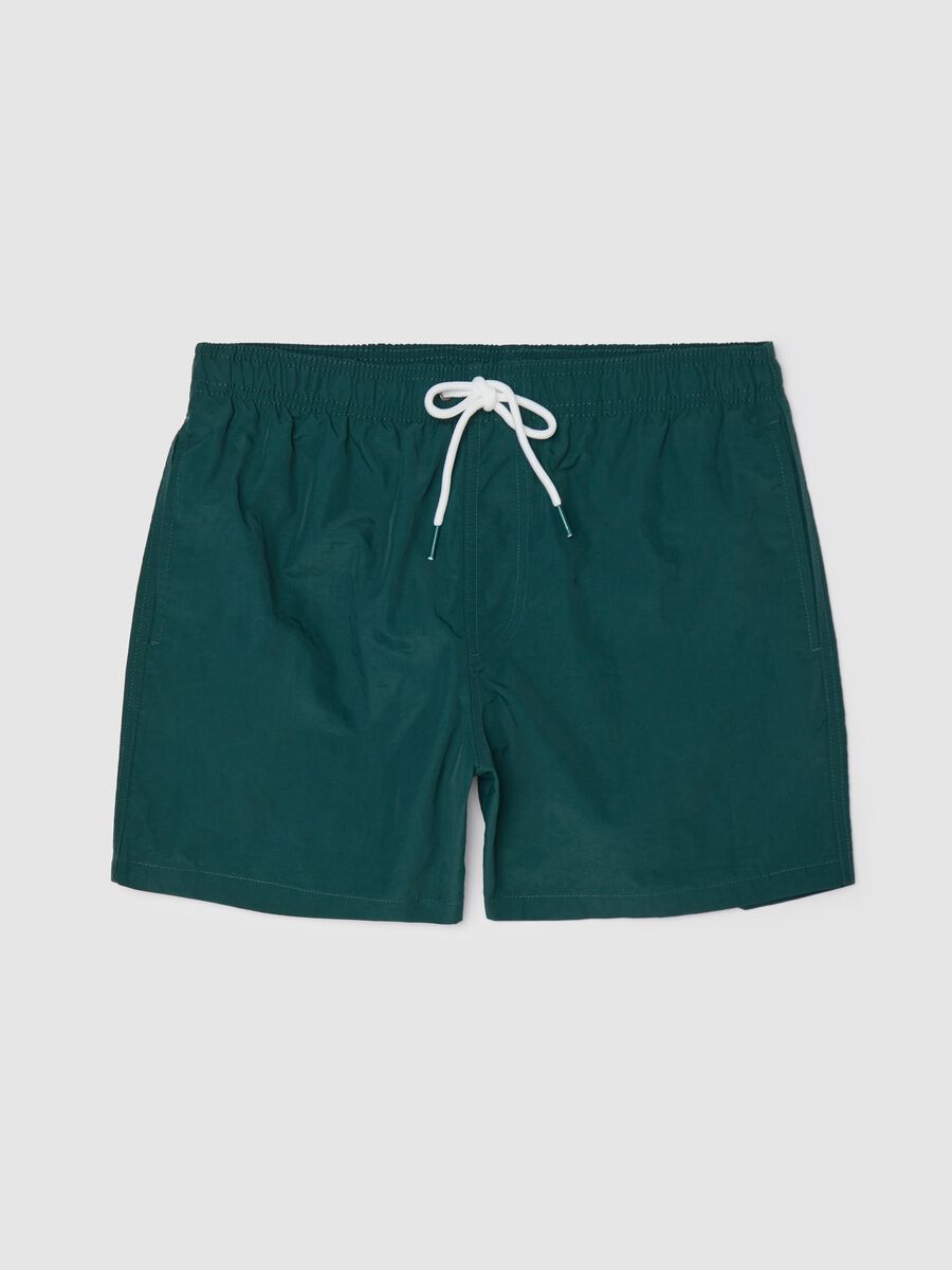 Green mixed fabric swim shorts_0