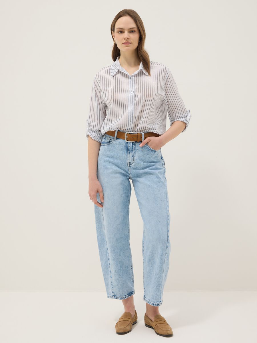 White striped pure cotton regular-fit shirt_1