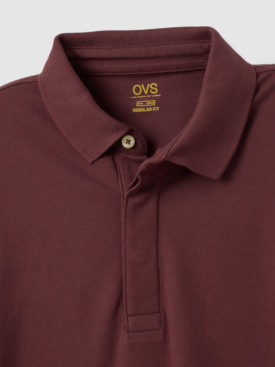 Polo in cotone elasticizzato marrone regular fit_5