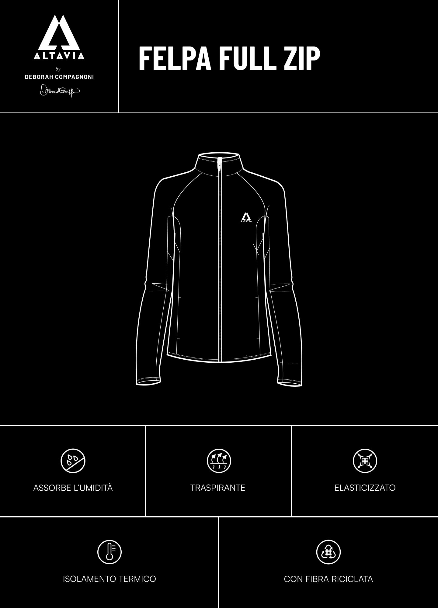 ALTAVIA WITH DEBORAH COMPAGNONI full-zip sweatshirt in technical fabric