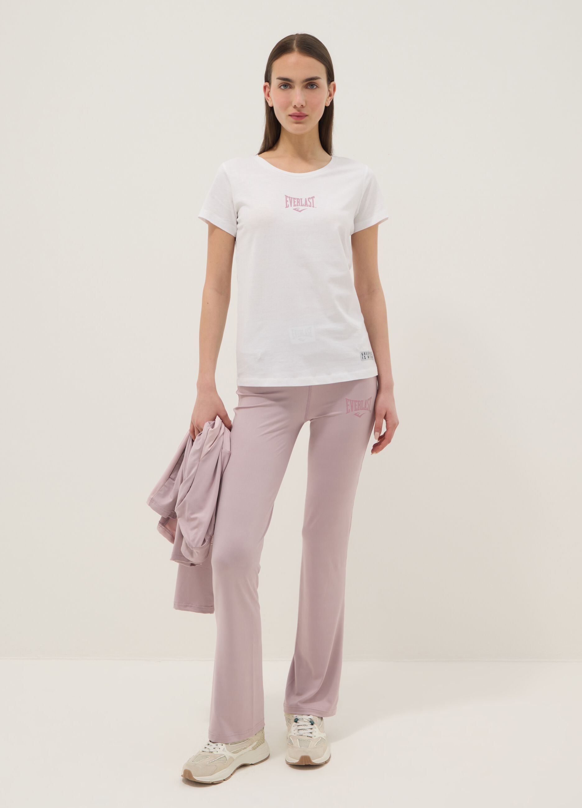 White regular fit pure cotton t-shirt with logo