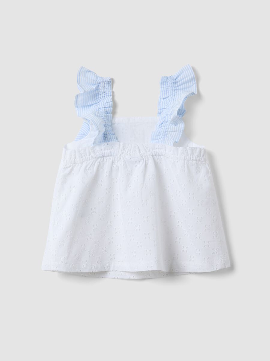 White pure cotton tank top with broderie anglaise and bow_1
