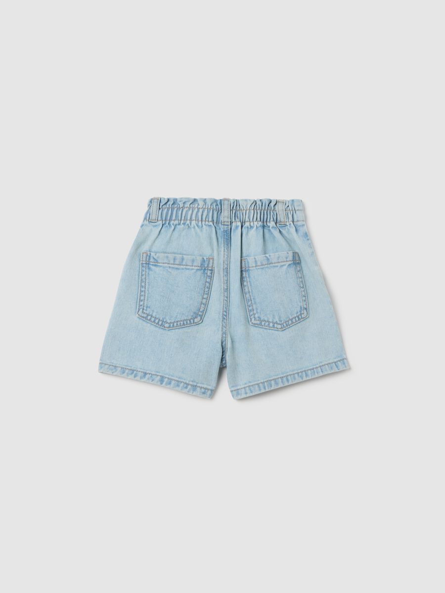 Cotton Floral Embroidered Denim Shorts_1
