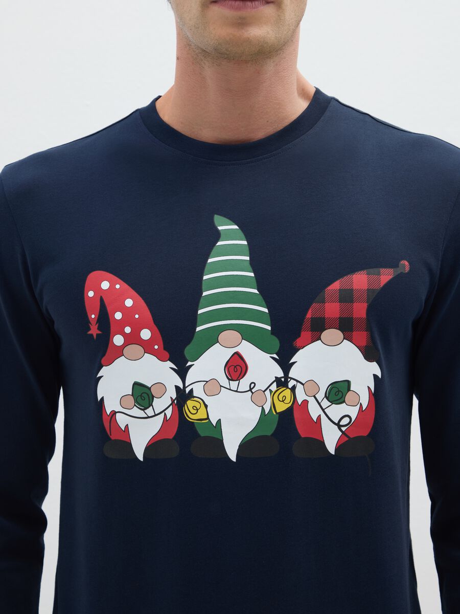 Blue pure cotton regular fit Christmas pyjama top_3