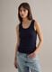 Blue regular fit stretch cotton tank top_0
