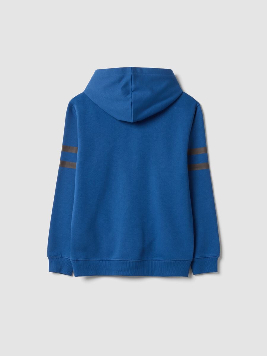 Felpa blu in misto cotone con cappuccio e girocollo_2