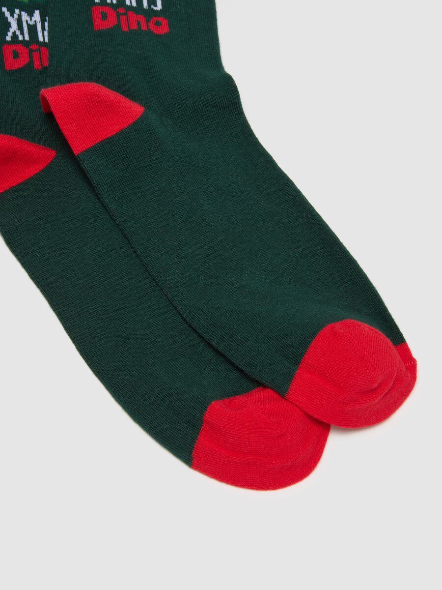 Green Cotton Blend Christmas Socks_1