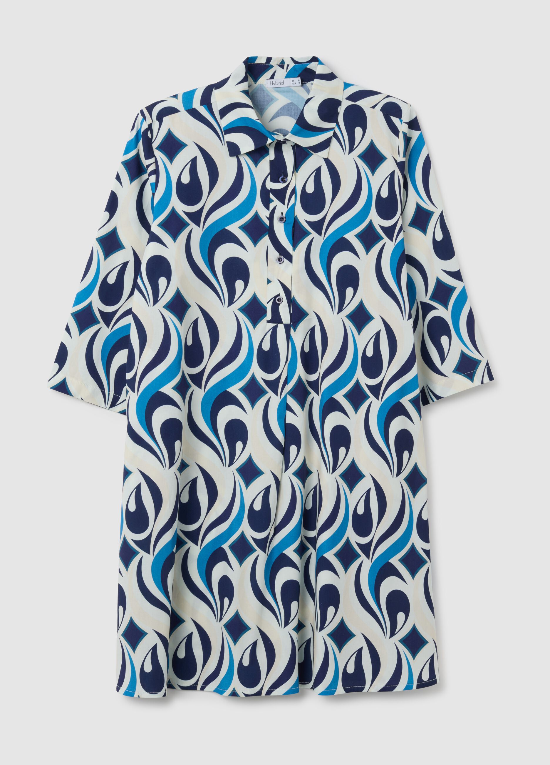 Women's long cotton dress, multicolour, regular fit