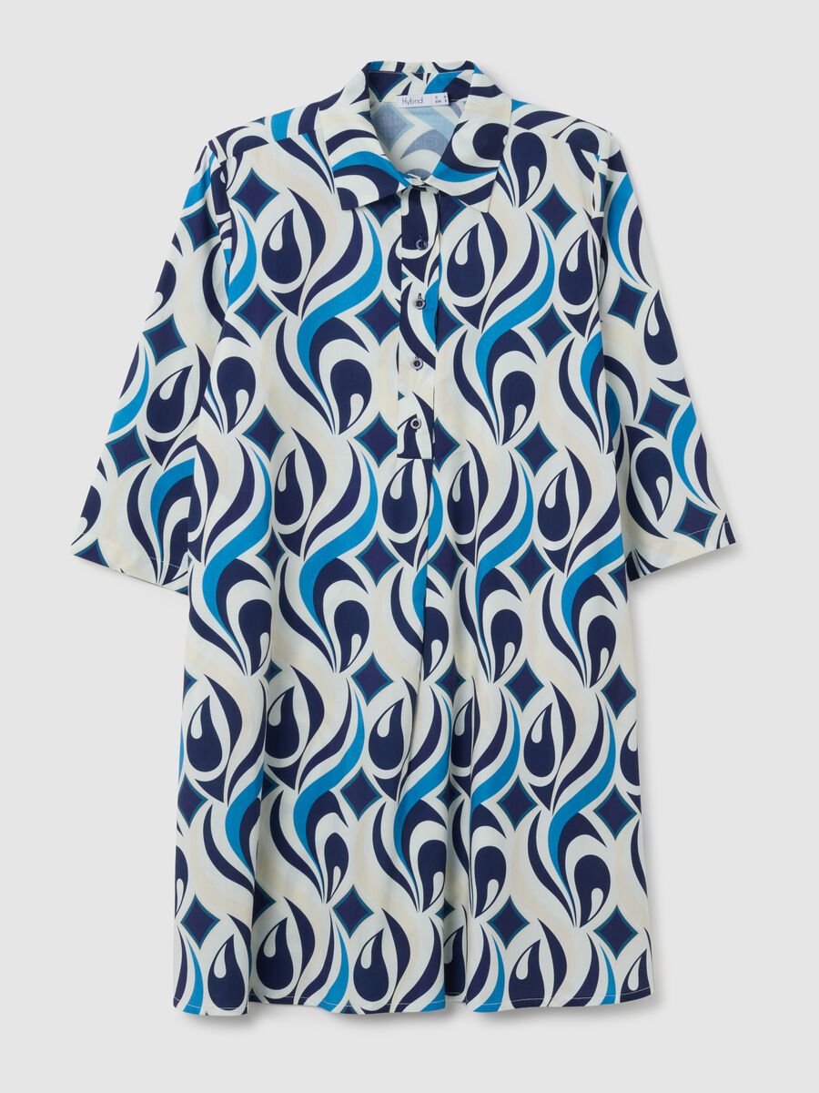 Women's long cotton dress, multicolour, regular fit_4