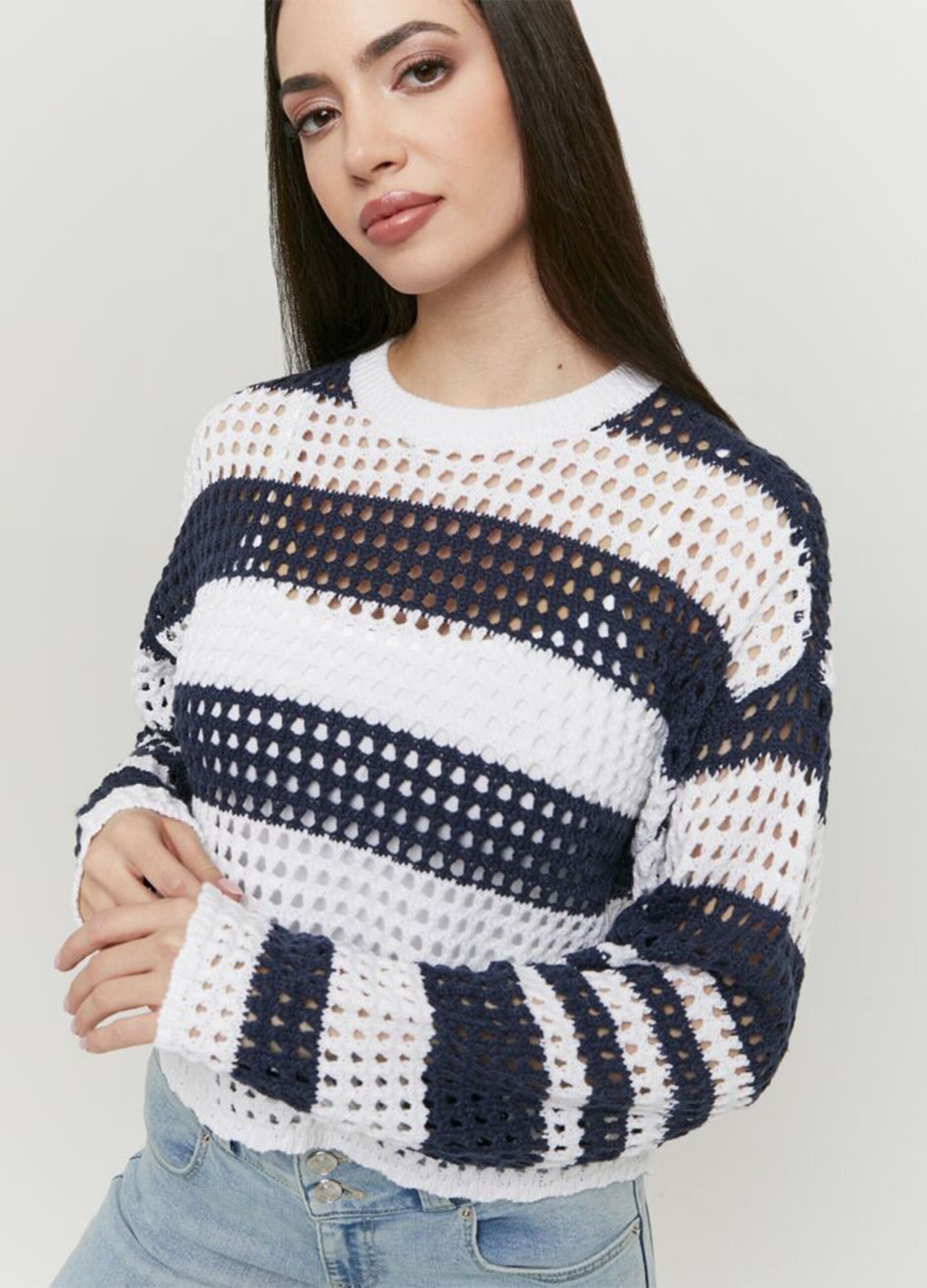 Multicolour open-knit long-sleeve top - regular fit