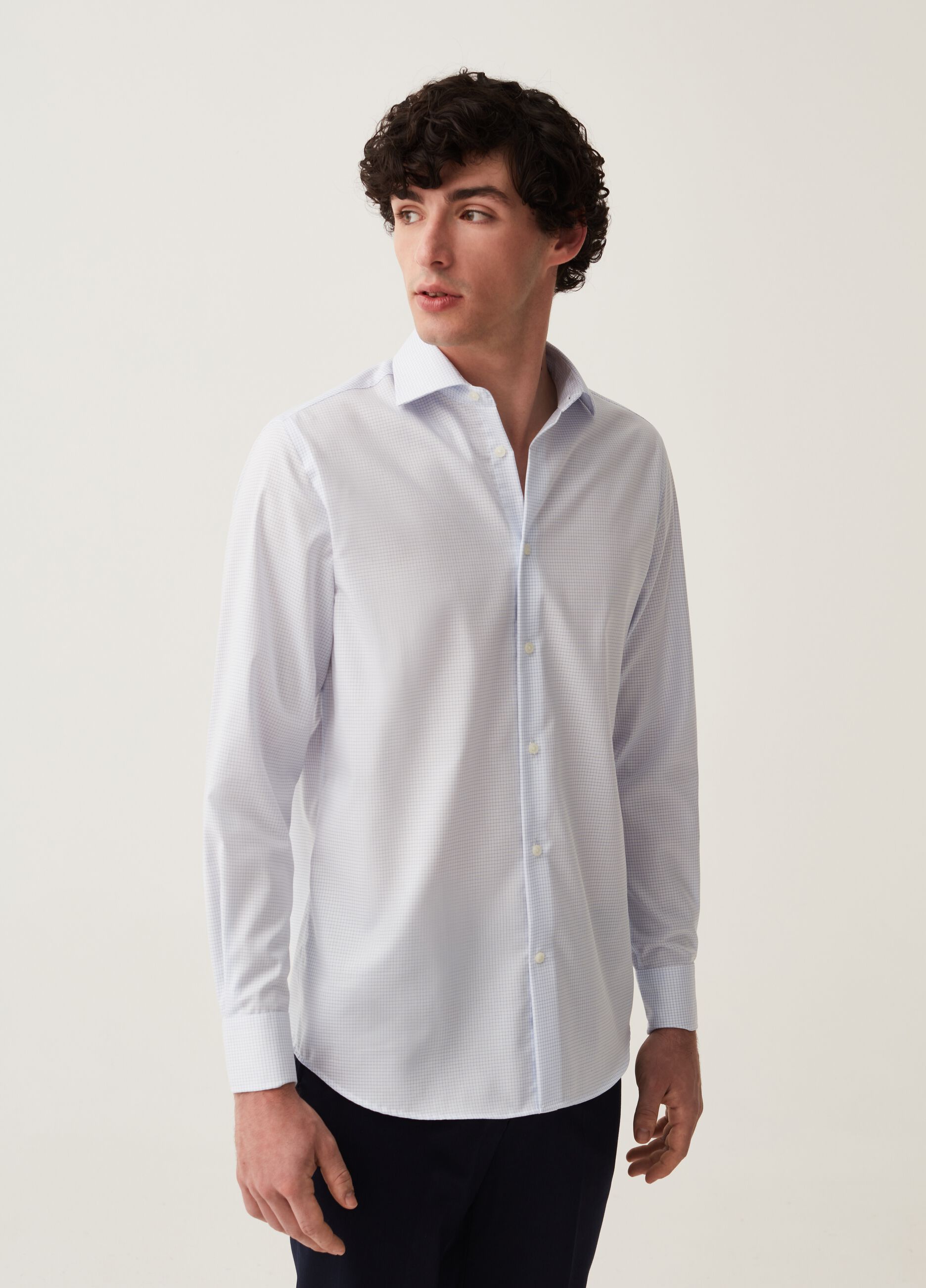 Regular-fit shirt in check no-iron cotton