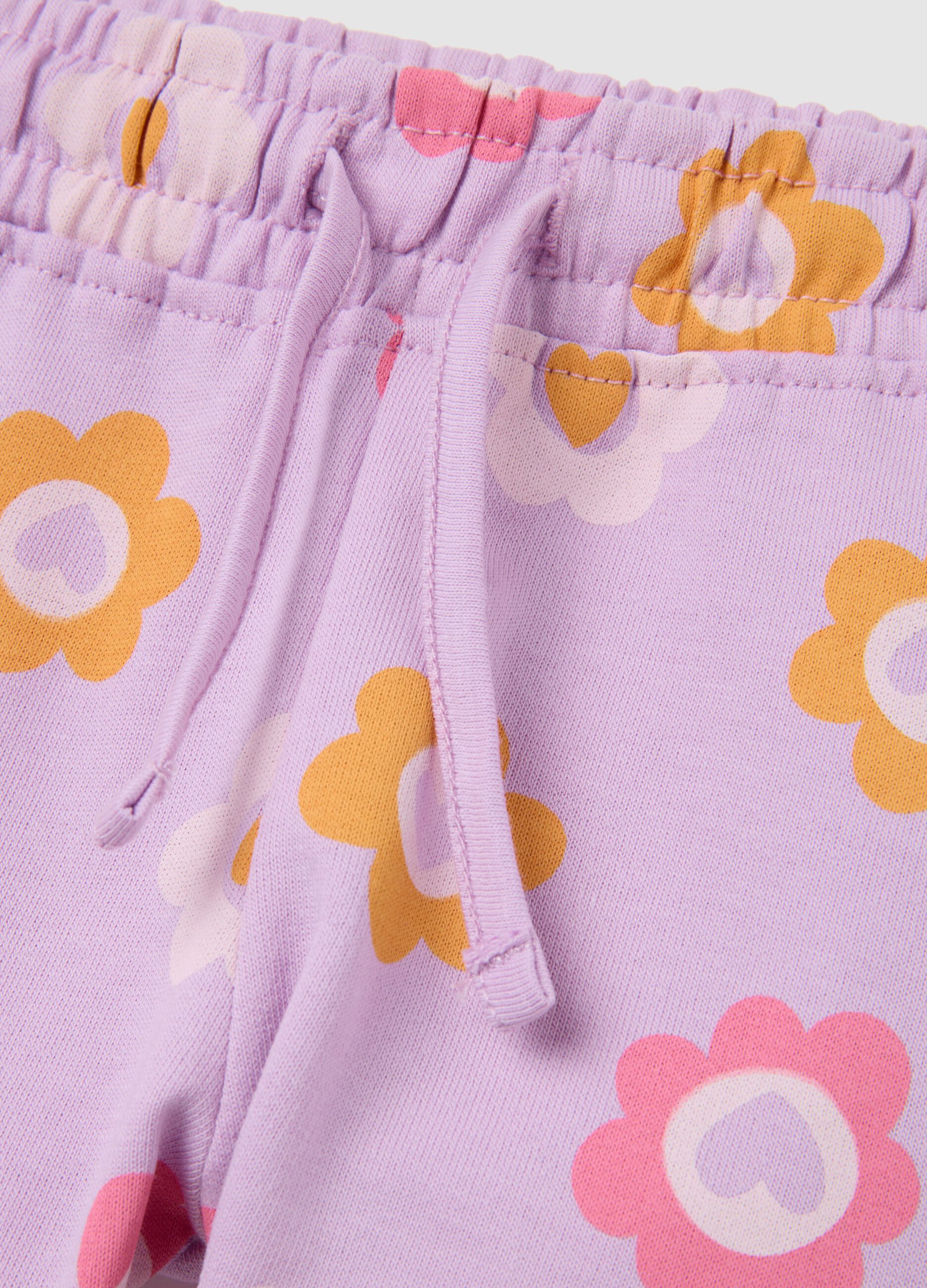 Multicolour regular fit pure cotton girl's shorts with drawstring