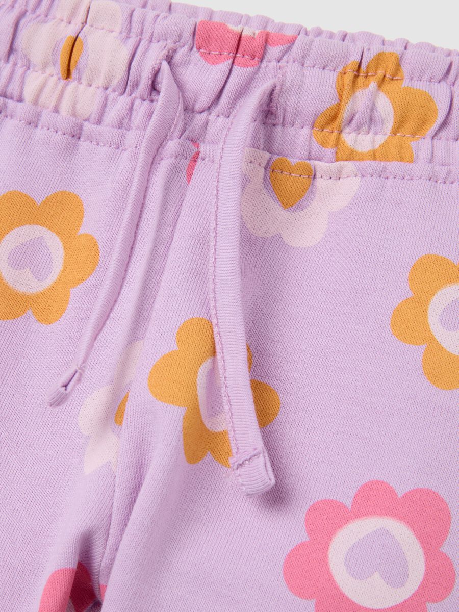 Shorts da bambina in puro cotone multicolor regular fit con coulisse_2