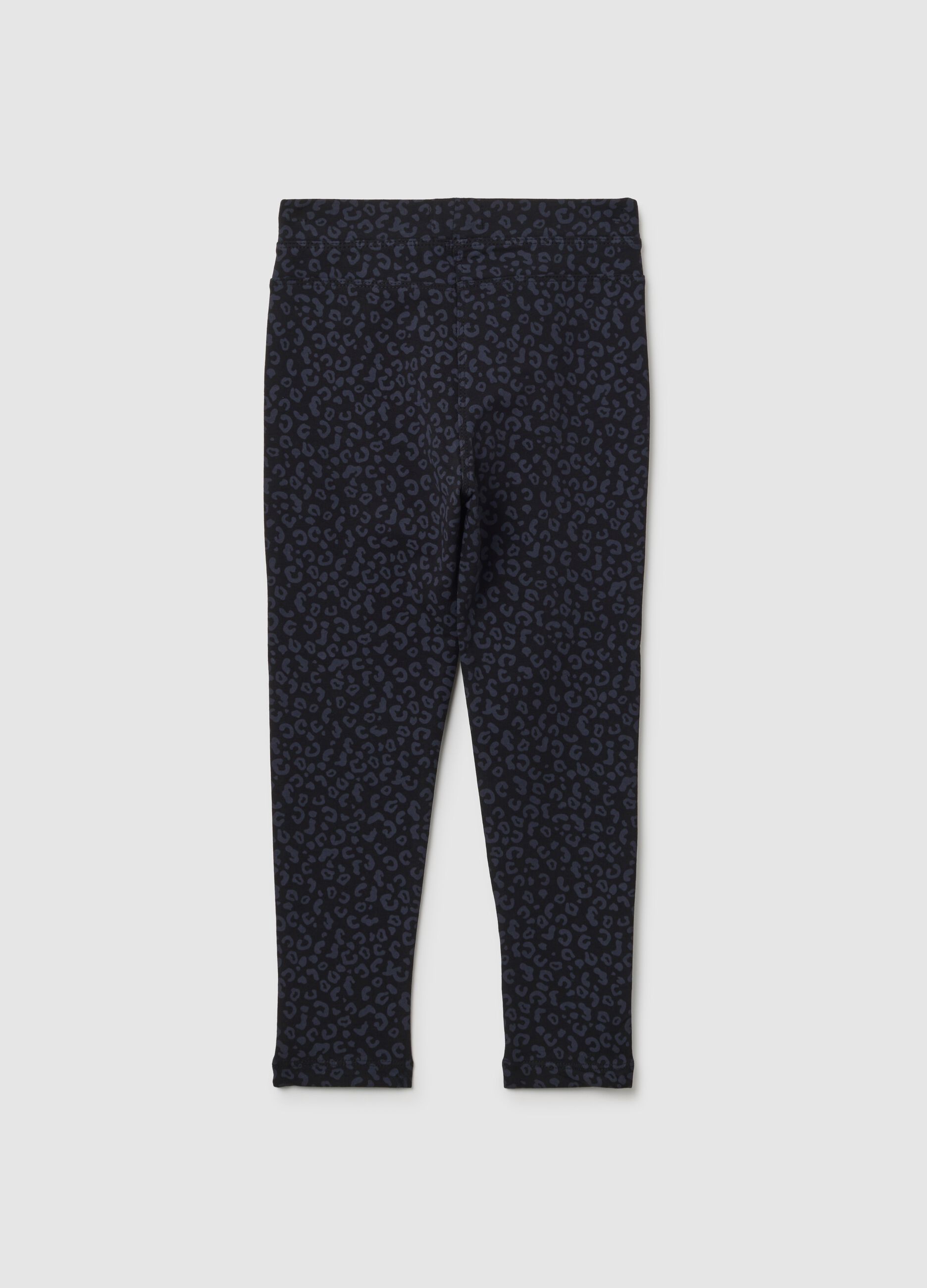 Treggings da bambina in cotone nero slim fit