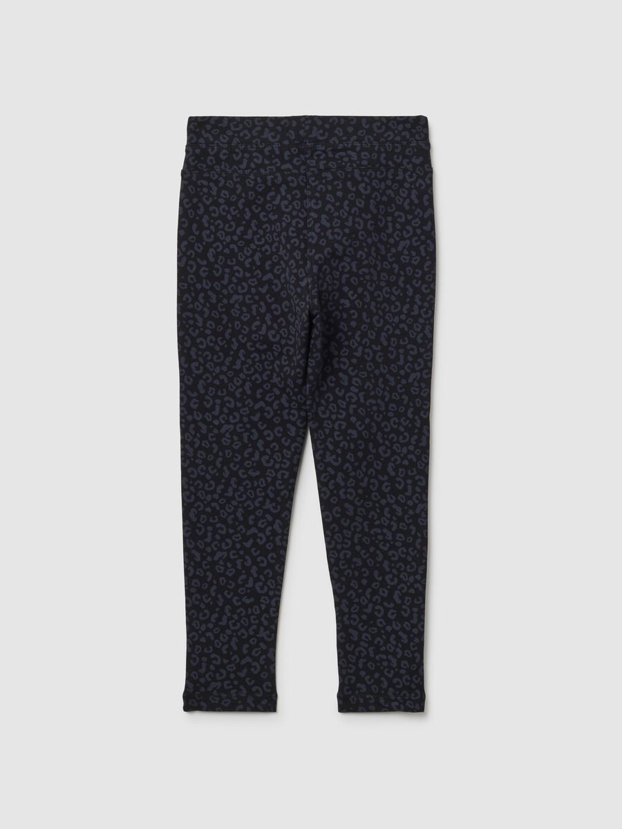 Treggings da bambina in cotone nero slim fit_1