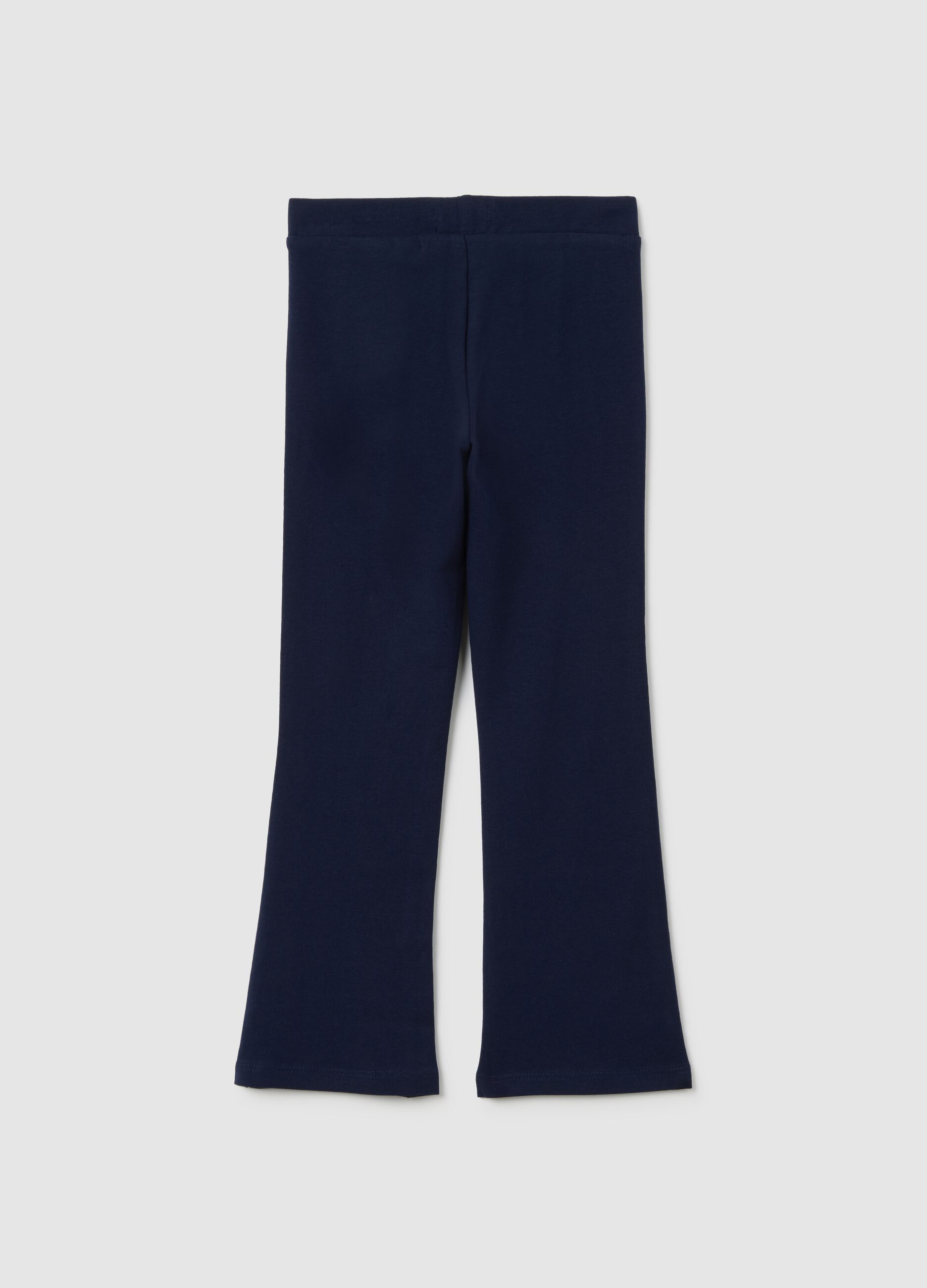 Girls' Blue Cotton Blend Flare Trousers