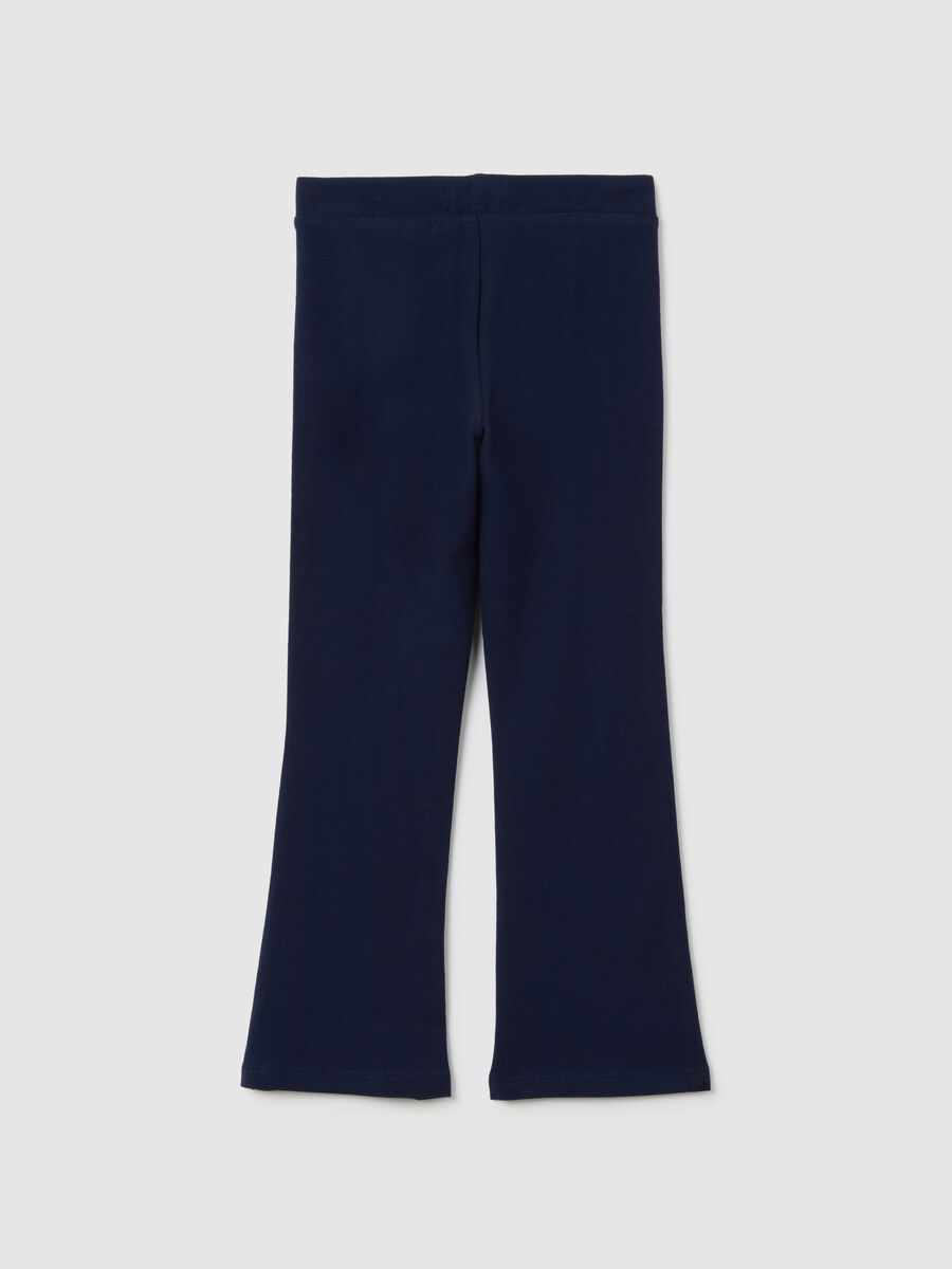 Girls' Blue Cotton Blend Flare Trousers_1