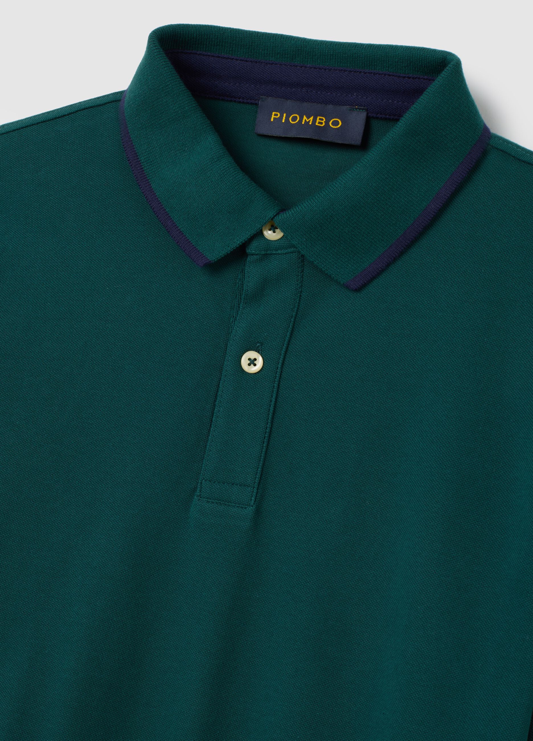 Green pure cotton polo regular fit