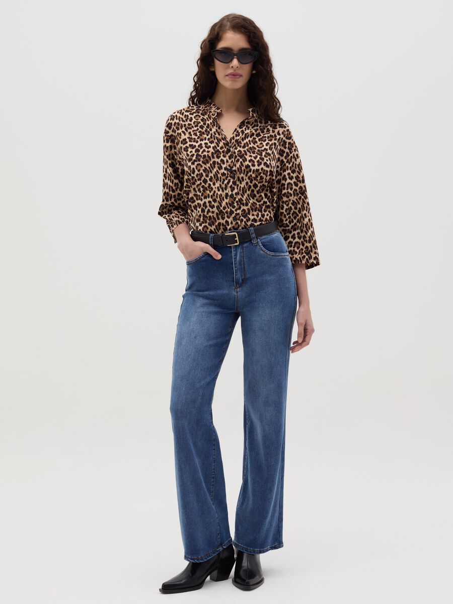 Animal print blouse with kimono sleeves_1