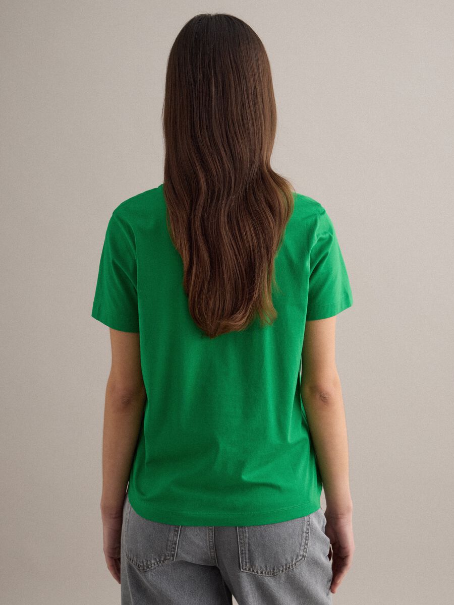 T-shirt girocollo in puro cotone verde regular fit_3