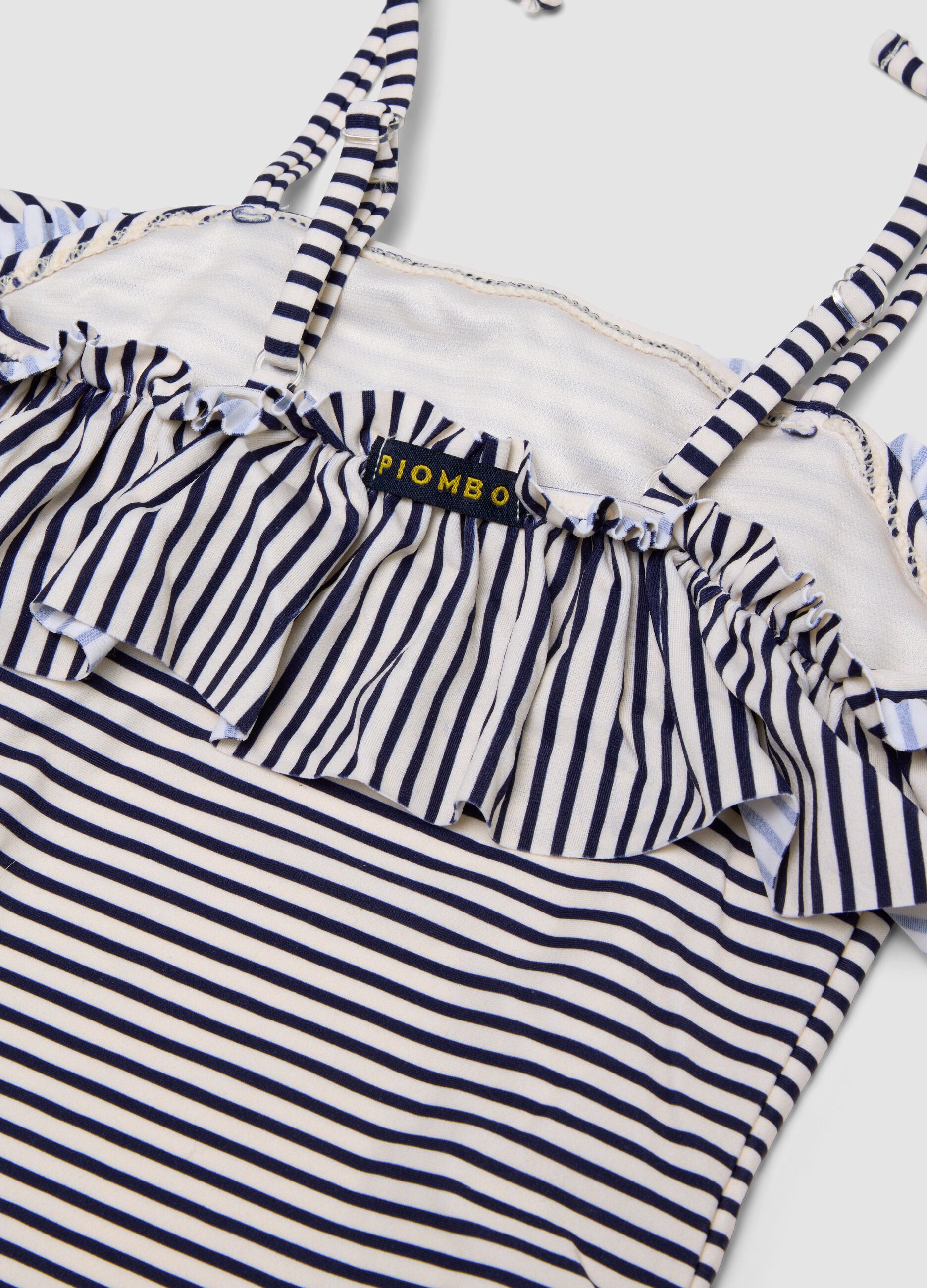 Blue striped stretch fabric swimsuit