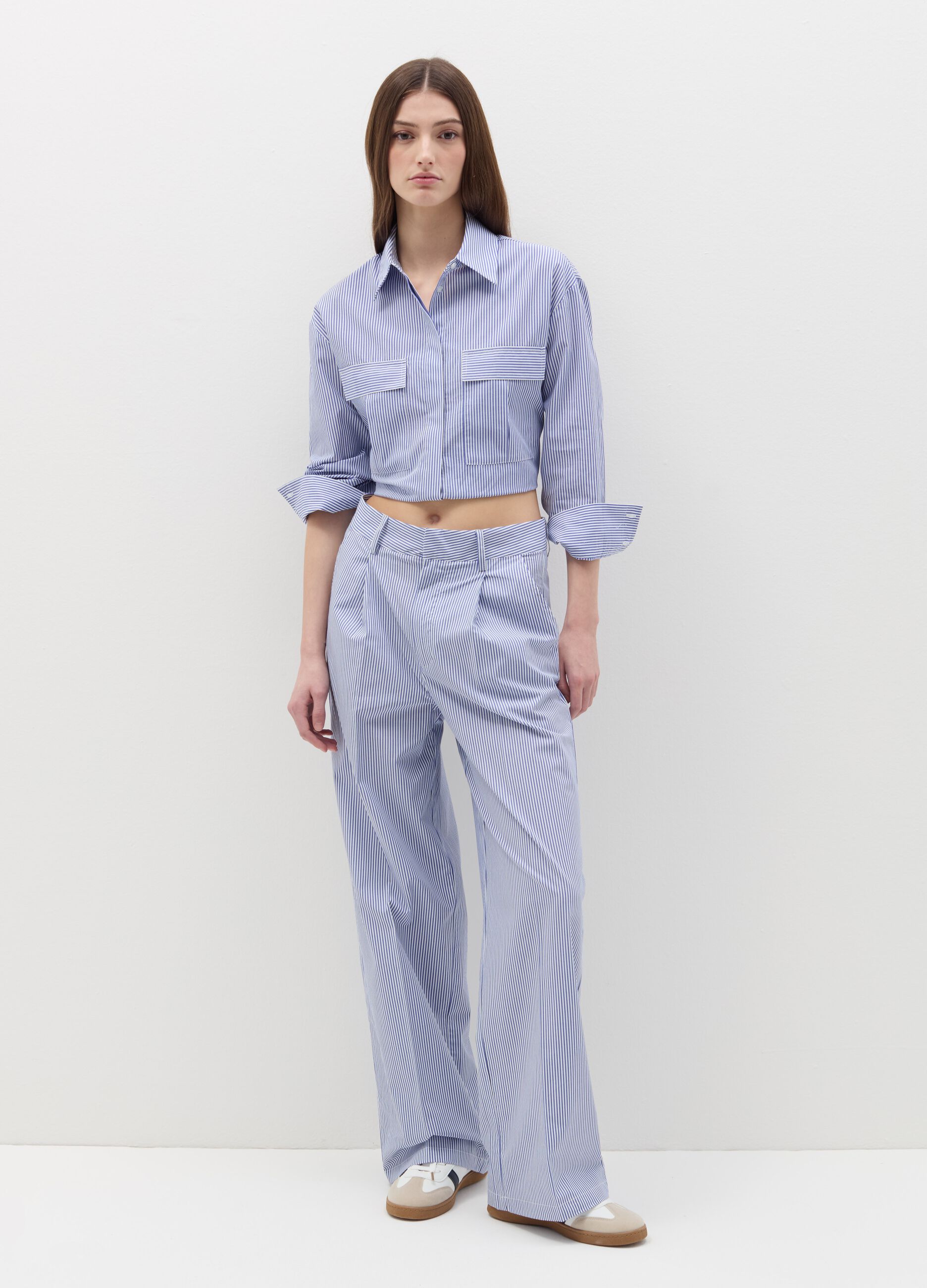 Tailored trousers with thin stripes