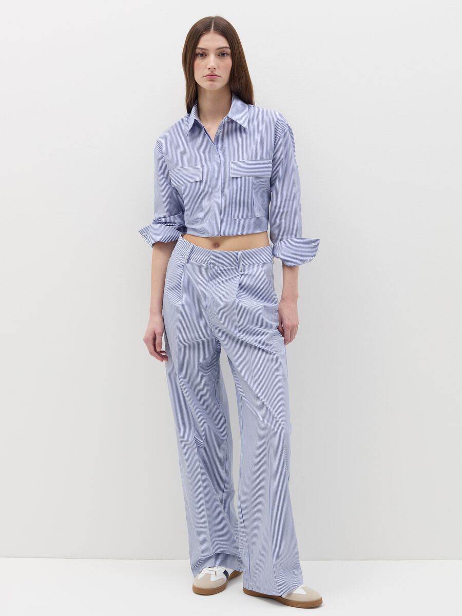 Tailored trousers with thin stripes_0