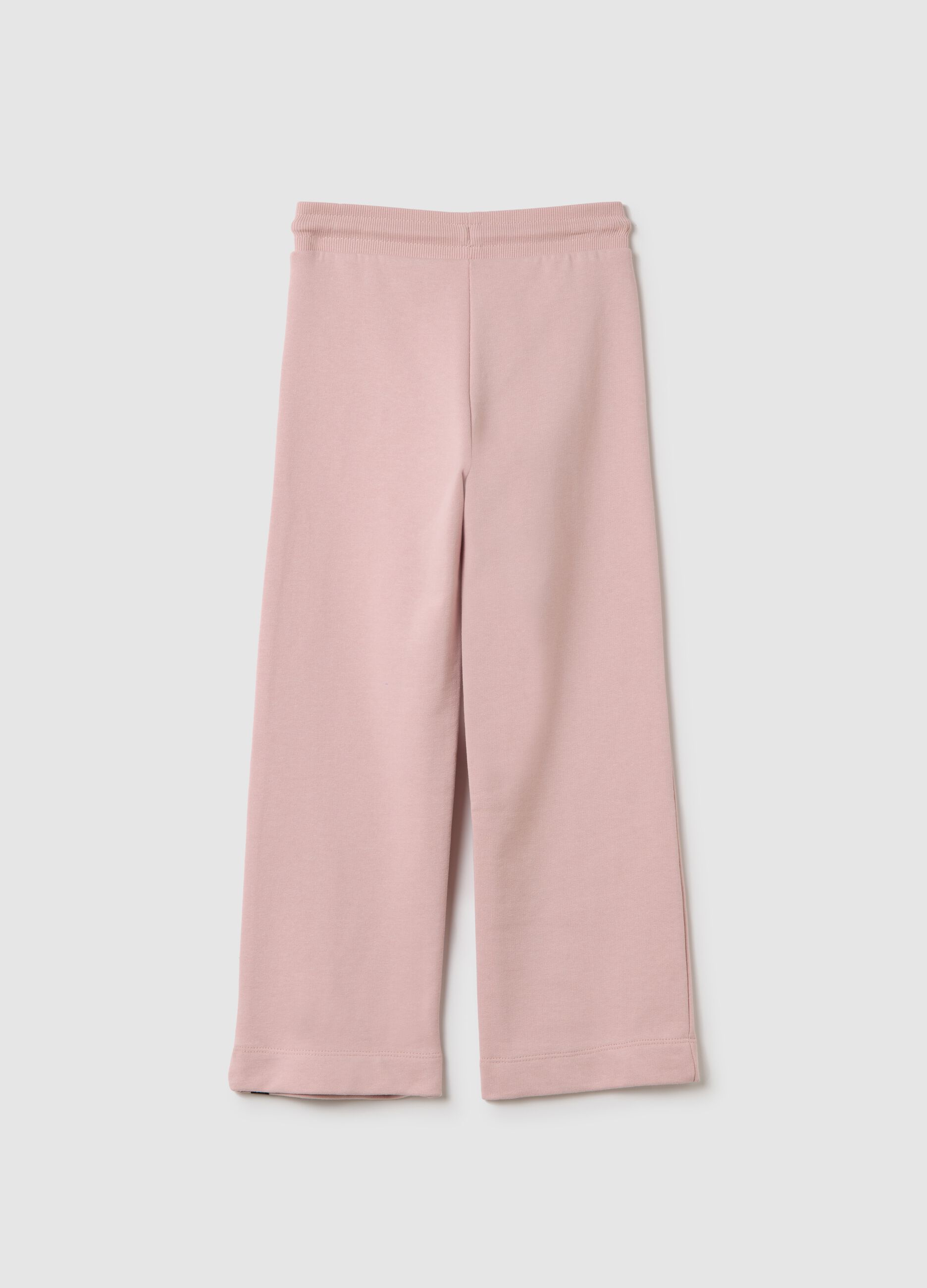 Pink joggers with drawstring and logo print with glitter details