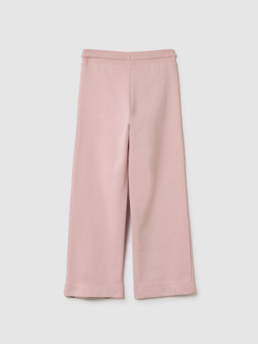 Pink joggers with drawstring and logo print with glitter details_1