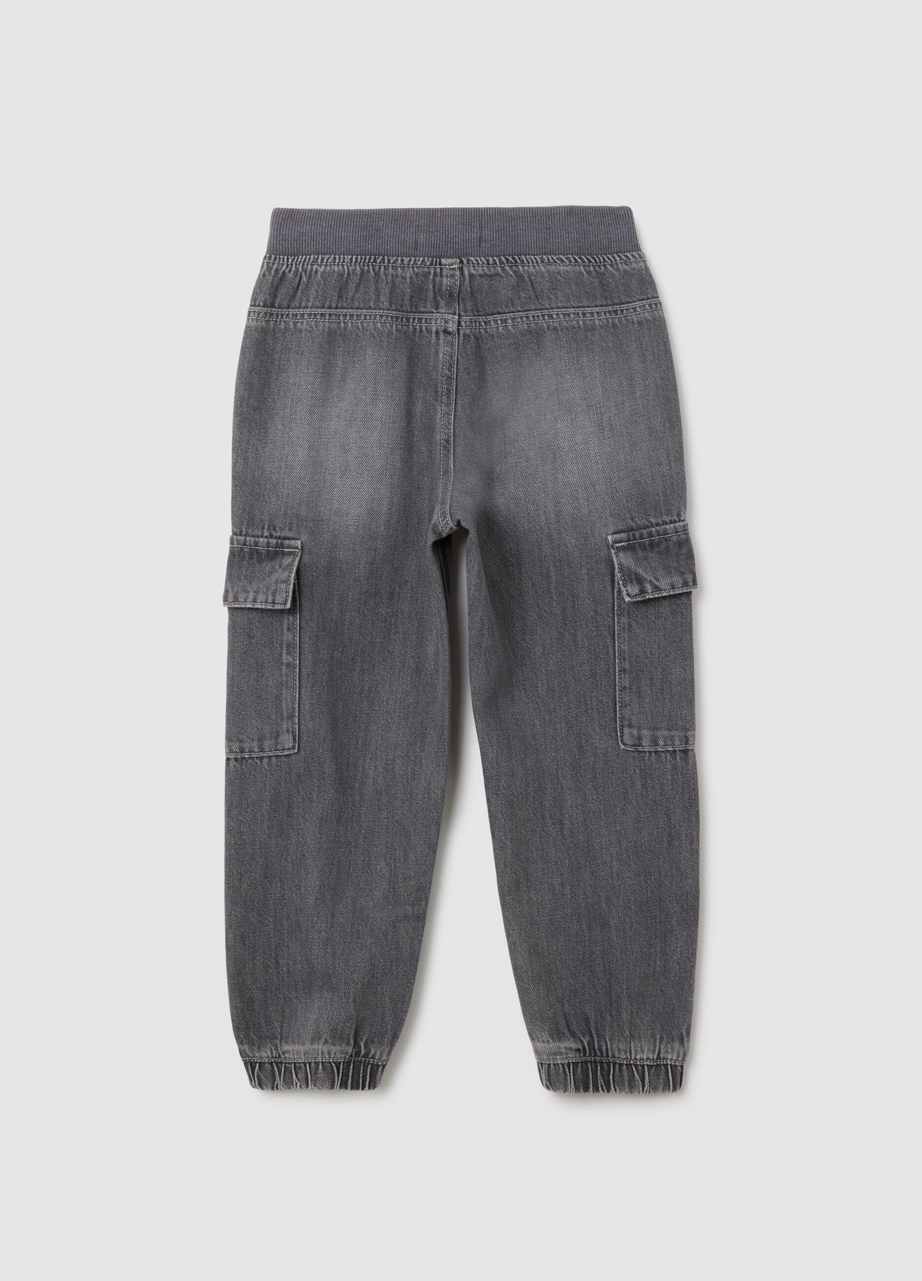 Grey children's cotton blend trousers