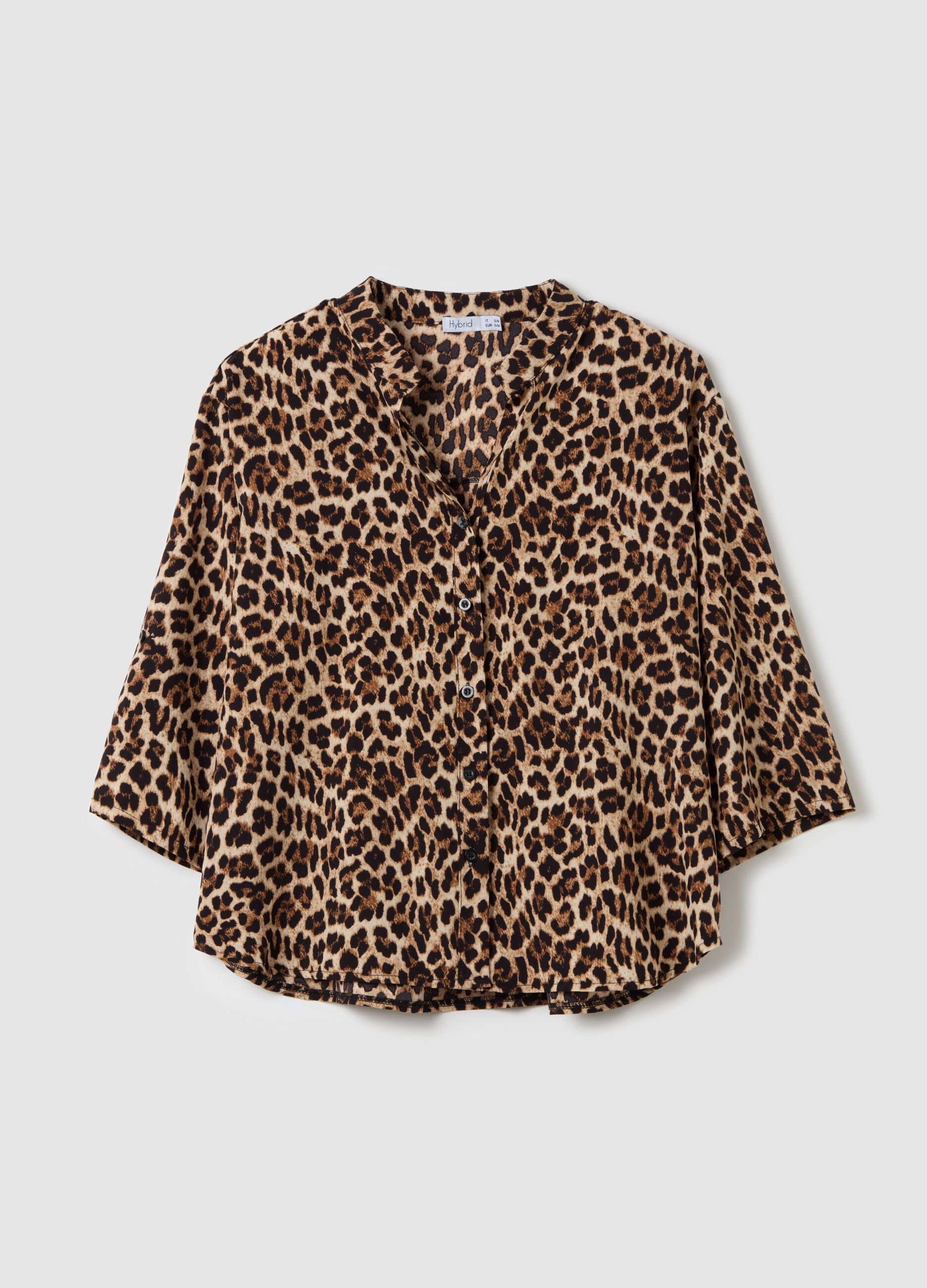 Animal print blouse with kimono sleeves