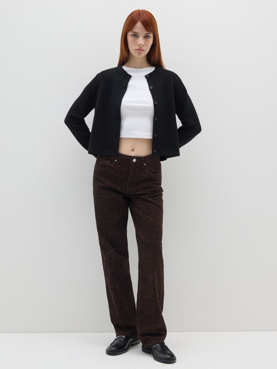 Cardigan nero regular fit con bottoni_2