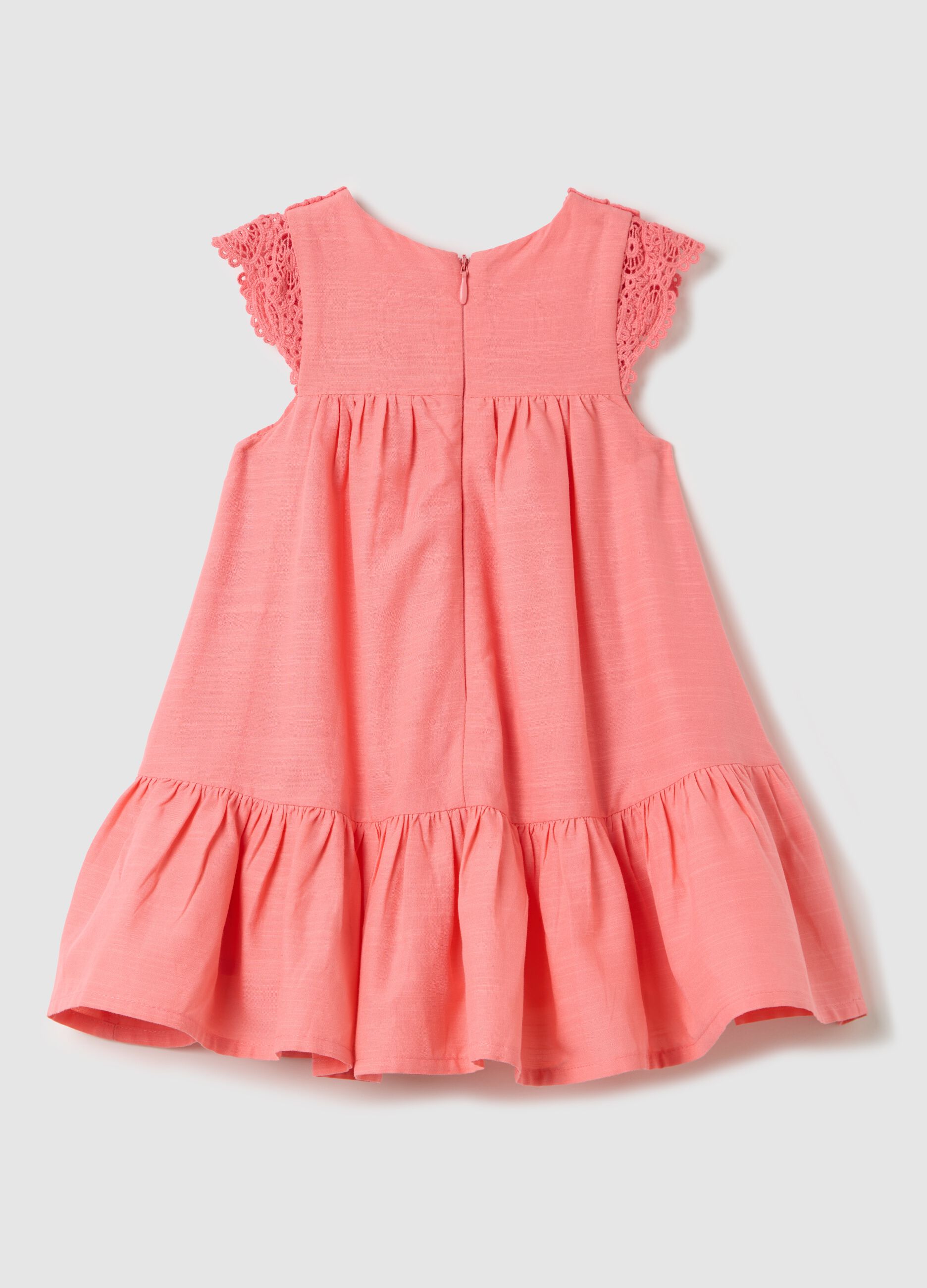 Pink dress in cotton and viscose