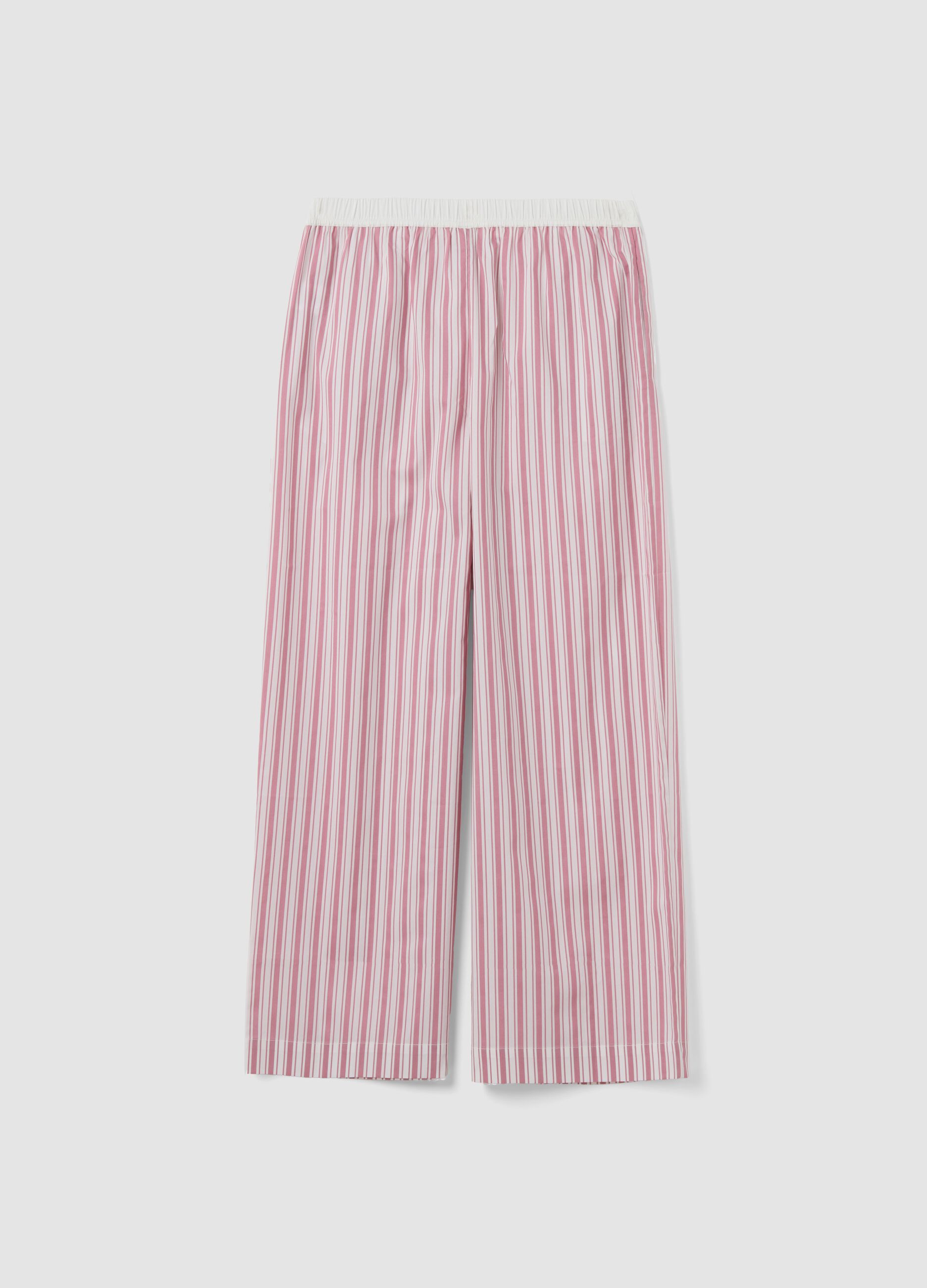 Pink organic cotton striped regular-fit pyjama trousers
