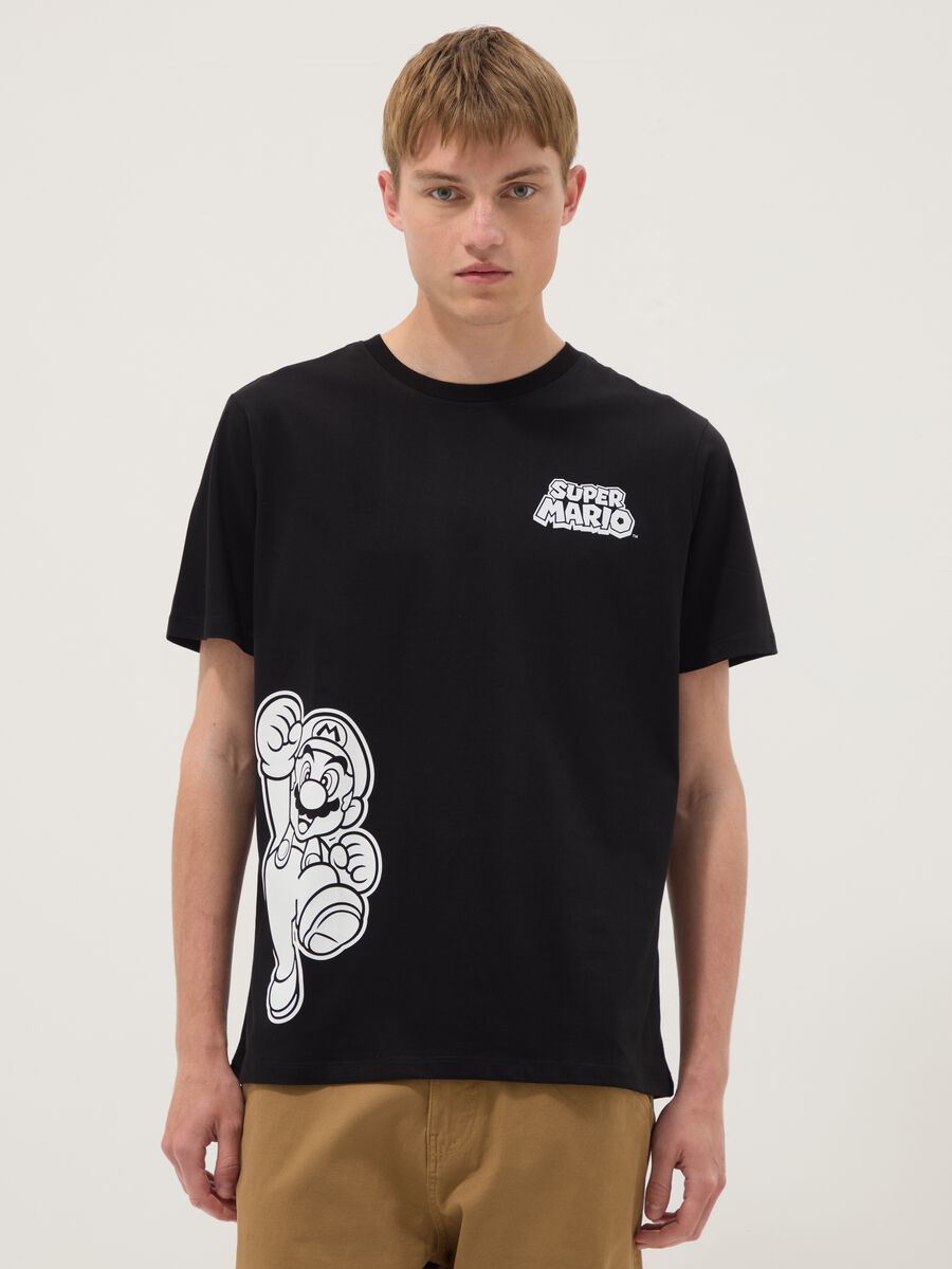 Black pure cotton T-shirt with graphic print_0