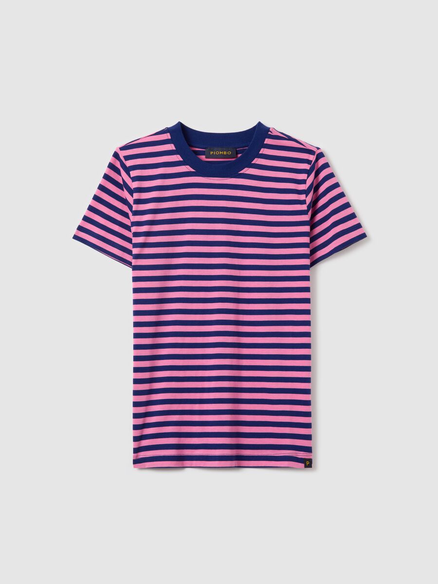 Pink and blue striped T-shirt with short sleeves_4